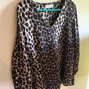 Tan and Brown Boxy Blouse with Relaxed Fit